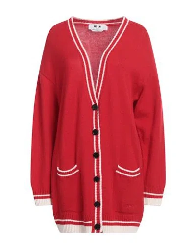 Msgm Woman Cardigan Red Size S Wool, Mohair Wool