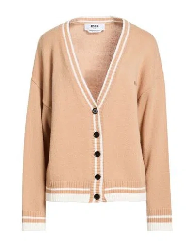 Msgm Woman Cardigan Sand Size L Wool, Cashmere In Orange
