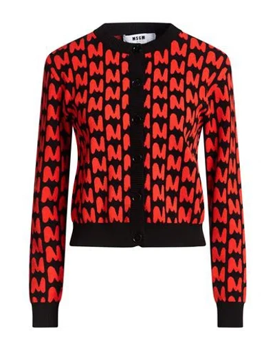 Msgm Woman Cardigan Tomato Red Size Xl Viscose, Polyester In Black