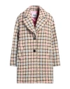 Msgm Woman Coat Beige Size 6 Acrylic, Polyester, Wool, Alpaca Wool