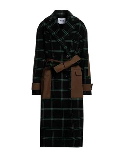 Msgm Woman Coat Black Size 2 Wool, Polyamide, Cotton