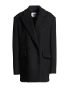 Msgm Woman Coat Black Size 4 Virgin Wool, Polyamide, Alpaca Wool In Black