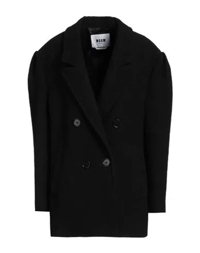 Msgm Woman Coat Black Size 6 Virgin Wool