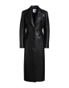 Msgm Woman Coat Black Size 8 Polyester, Polyurethane, Cotton, Elastane In Black