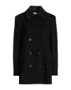Msgm Woman Coat Black Size 8 Virgin Wool, Polyamide