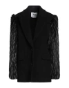 Msgm Woman Coat Black Size 8 Virgin Wool, Polyamide, Modacrylic, Polyester In Black