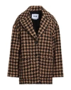 Msgm Houndstooth Wool-blend Bouclé-tweed Coat In Beige