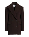 Msgm Woman Coat Chocolate Brown Size 4 Virgin Wool, Polyamide In Brown