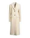 Msgm Woman Coat Cream Size 6 Virgin Wool