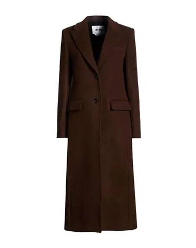 Msgm Woman Coat Dark Brown Size 2 Virgin Wool