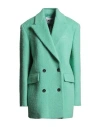 Msgm Woman Coat Green Size 6 Virgin Wool, Polyamide, Alpaca Wool