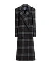 Msgm Woman Coat Grey Size 2 Wool, Polyamide