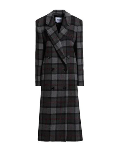 Msgm Woman Coat Grey Size 2 Wool, Polyamide