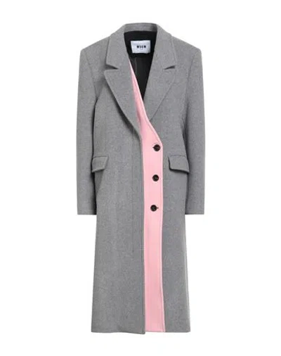 Msgm Woman Coat Grey Size 4 Wool, Polyamide, Virgin Wool In Gray