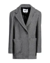 Msgm Woman Coat Grey Size 8 Wool, Polyamide