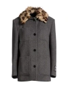 Msgm Woman Coat Grey Size 8 Wool, Polyamide In Blue