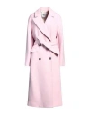 Msgm Woman Coat Light Pink Size 6 Virgin Wool, Polyamide In Purple