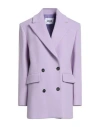 Msgm Woman Coat Lilac Size 6 Virgin Wool, Polyamide In Purple