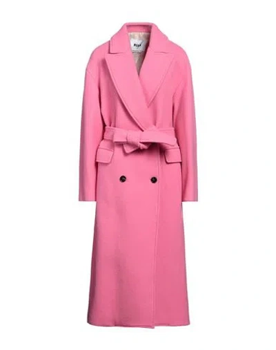 Msgm Woman Coat Pink Size 4 Virgin Wool, Polyamide