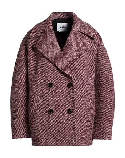 Msgm Woman Coat Pink Size 6 Virgin Wool