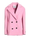 Msgm Woman Coat Pink Size 8 Virgin Wool, Polyamide