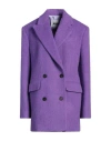 Msgm Woman Coat Purple Size 4 Virgin Wool, Polyamide, Alpaca Wool In Purple