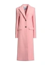 Msgm Woman Coat Salmon Pink Size 4 Virgin Wool