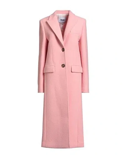 Msgm Woman Coat Salmon Pink Size 4 Virgin Wool