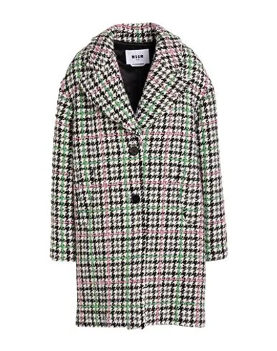 Msgm Houndstooth-pattern Single-breasted Coat In Gray
