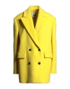 Msgm Woman Coat Yellow Size 4 Virgin Wool, Polyamide In Yellow