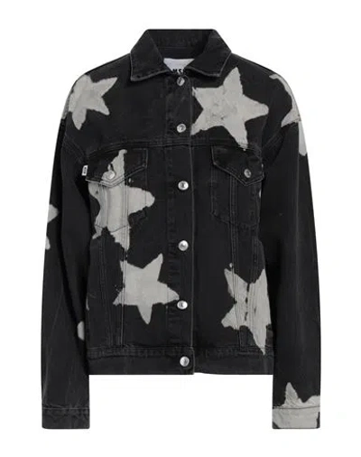 Msgm Woman Denim Outerwear Black Size 10 Cotton
