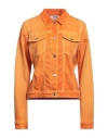 Msgm Woman Denim Outerwear Orange Size 4 Cotton, Elastane