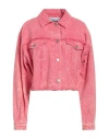 Msgm Woman Denim Outerwear Pink Size 6 Cotton In Pink