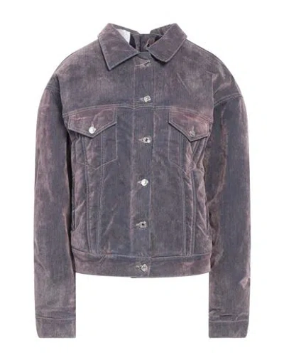 Msgm Woman Denim Outerwear Purple Size 4 Cotton, Elastane
