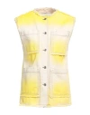 Msgm Faded Denim Vest In Yellow
