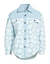 Msgm Woman Denim Shirt Blue Size 8 Cotton In Gray