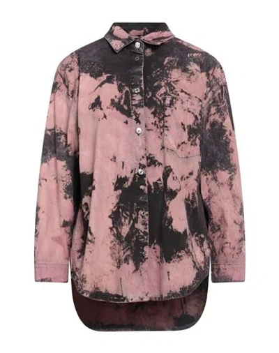 Msgm Woman Denim Shirt Pastel Pink Size 4 Cotton, Elastane In Multi