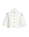 Msgm Woman Denim Shirt White Size 10 Cotton In Neutral