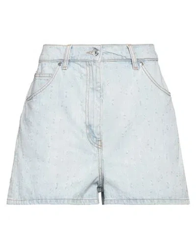 Msgm Cotton Denim Shorts In Light Blue