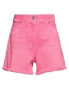 Msgm Woman Denim Shorts Fuchsia Size 8 Cotton In Pink