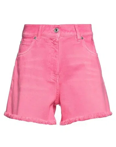 Msgm Woman Denim Shorts Fuchsia Size 8 Cotton In Pink