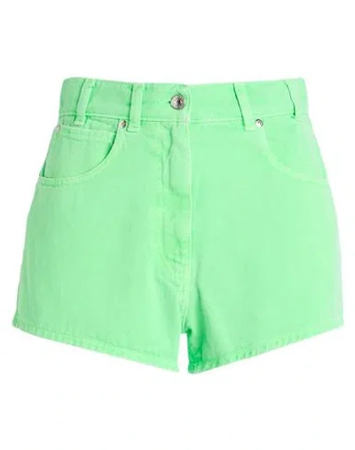 Msgm Woman Denim Shorts Light Green Size 4 Cotton