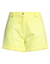 Msgm Woman Denim Shorts Lime Green Size 10 Cotton In Green