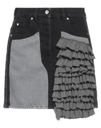 Msgm Woman Denim Skirt Black Size 8 Cotton