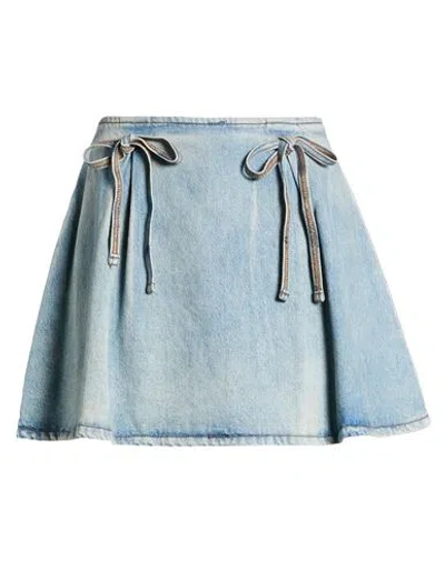 Msgm Woman Denim Skirt Blue Size 10 Cotton