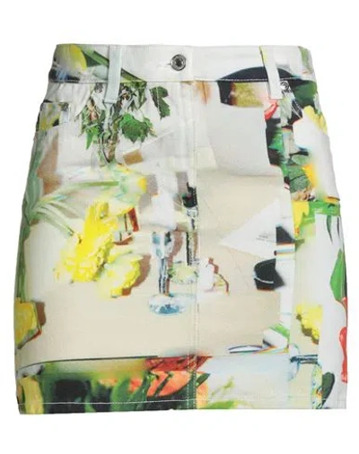 Msgm Woman Denim Skirt Light Grey Size 8 Cotton In Animal Print