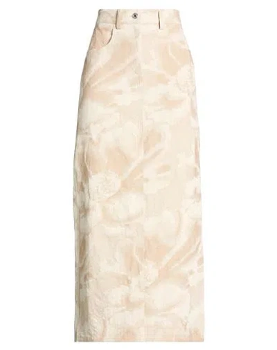Msgm Woman Denim Skirt Sand Size 4 Cotton, Polyester In Neutral