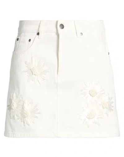 Msgm Woman Denim Skirt White Size 8 Cotton