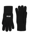 Msgm Logo-embroidered Knitted Gloves In Black
