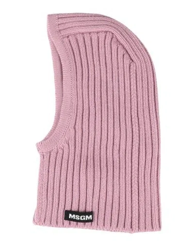 Msgm Woman Hat Antique Rose Size Onesize Virgin Wool, Acrylic In Green